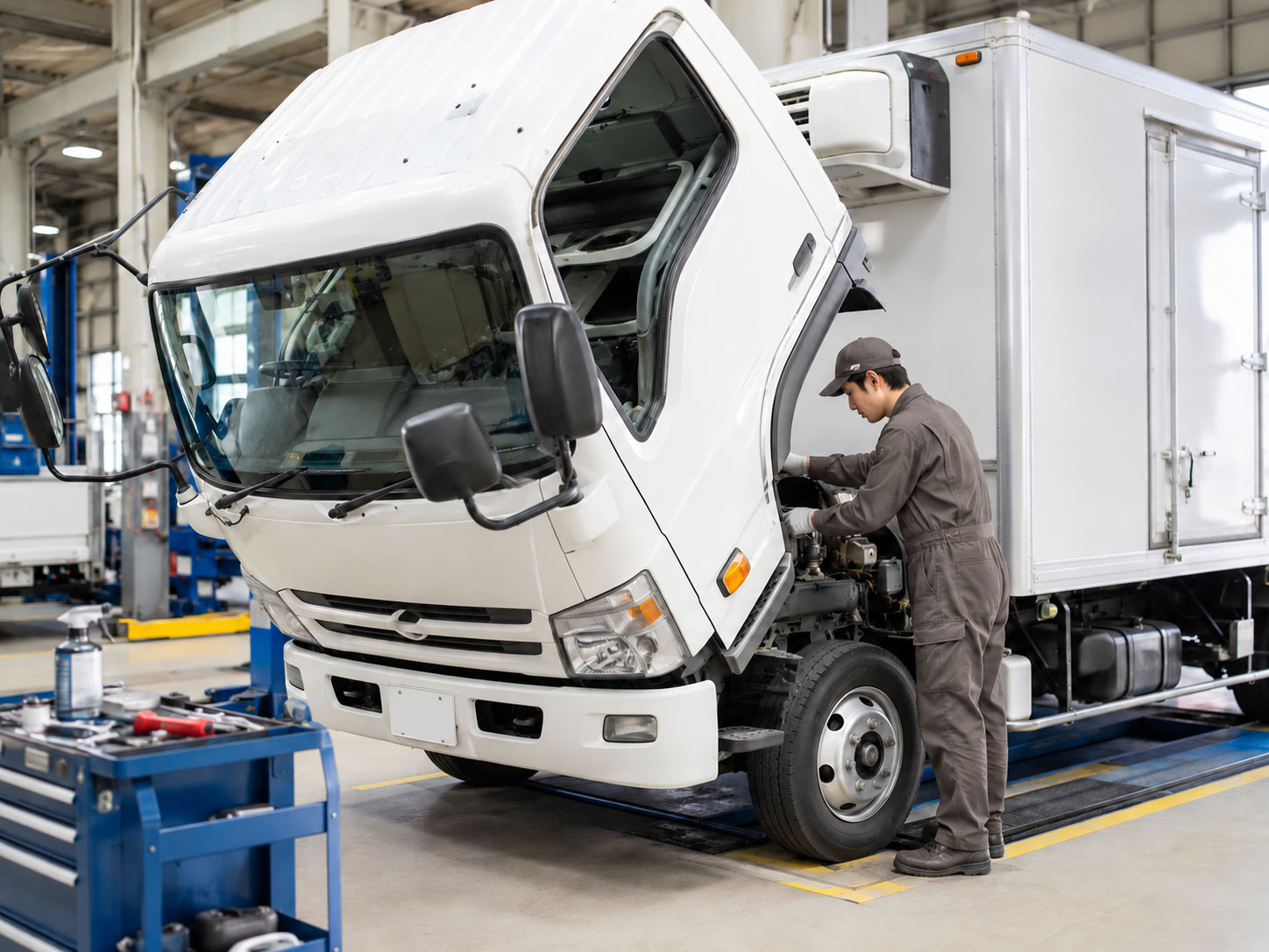 トラックの整備・車検作業